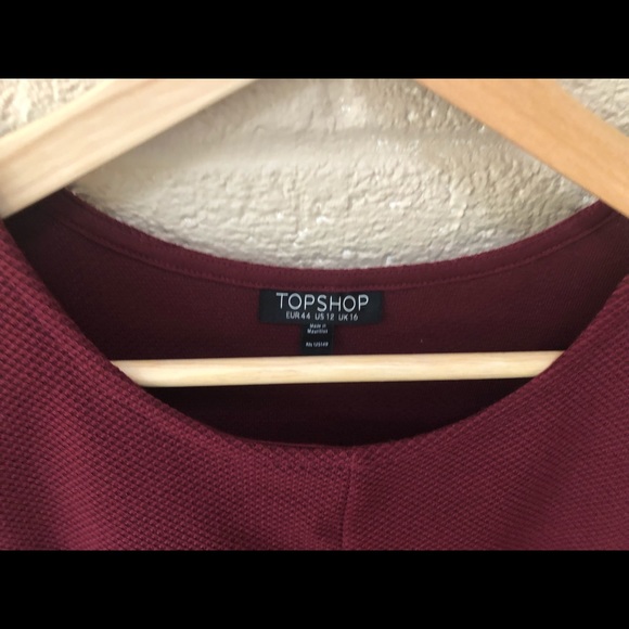 Topshop Burgundy Fit and Flare Dress - Picture 2 of 3
